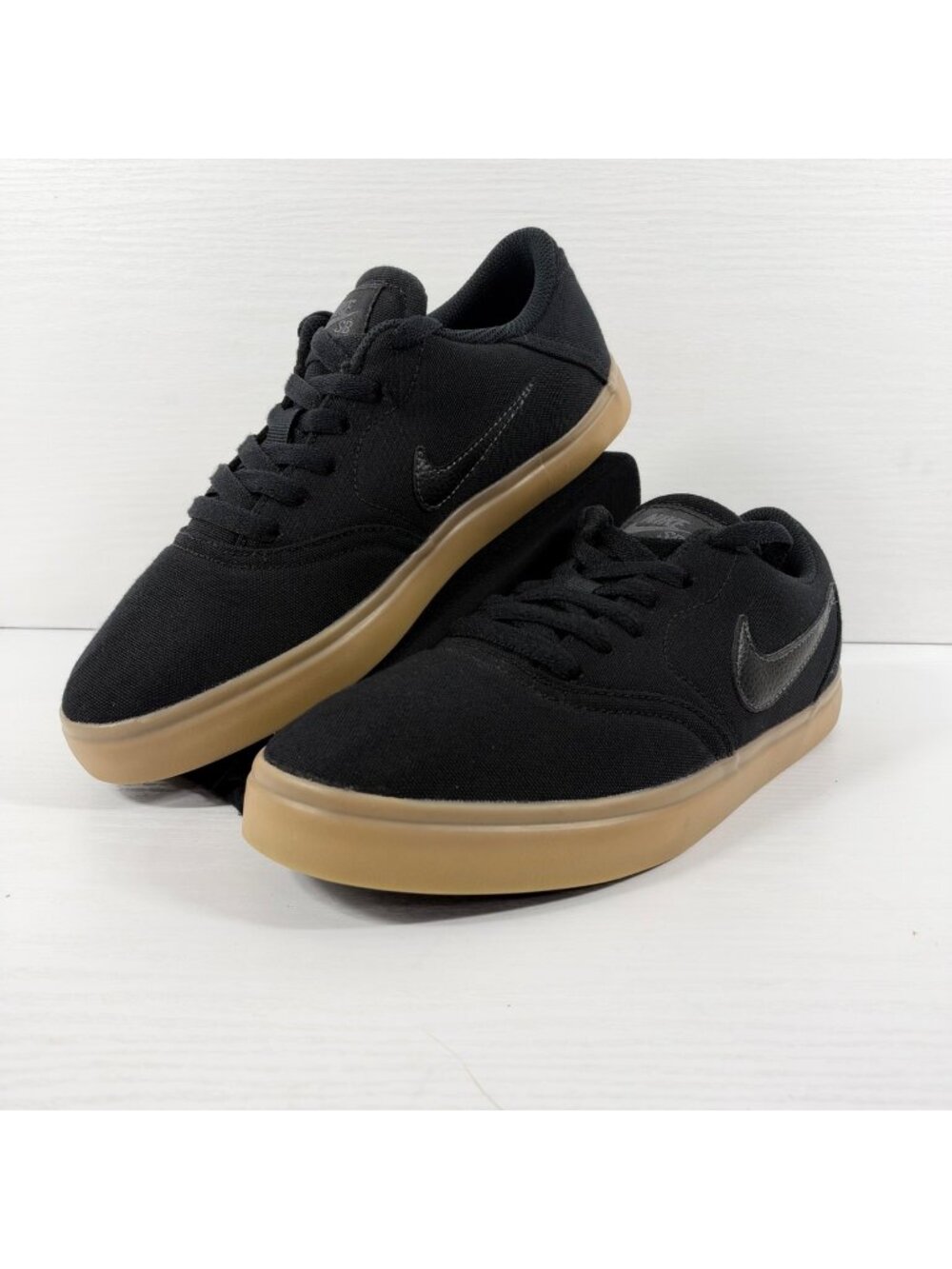 Nike SB Check Canvas Youth Size 7Y Black Gum Skateboarding Shoes 905373-006